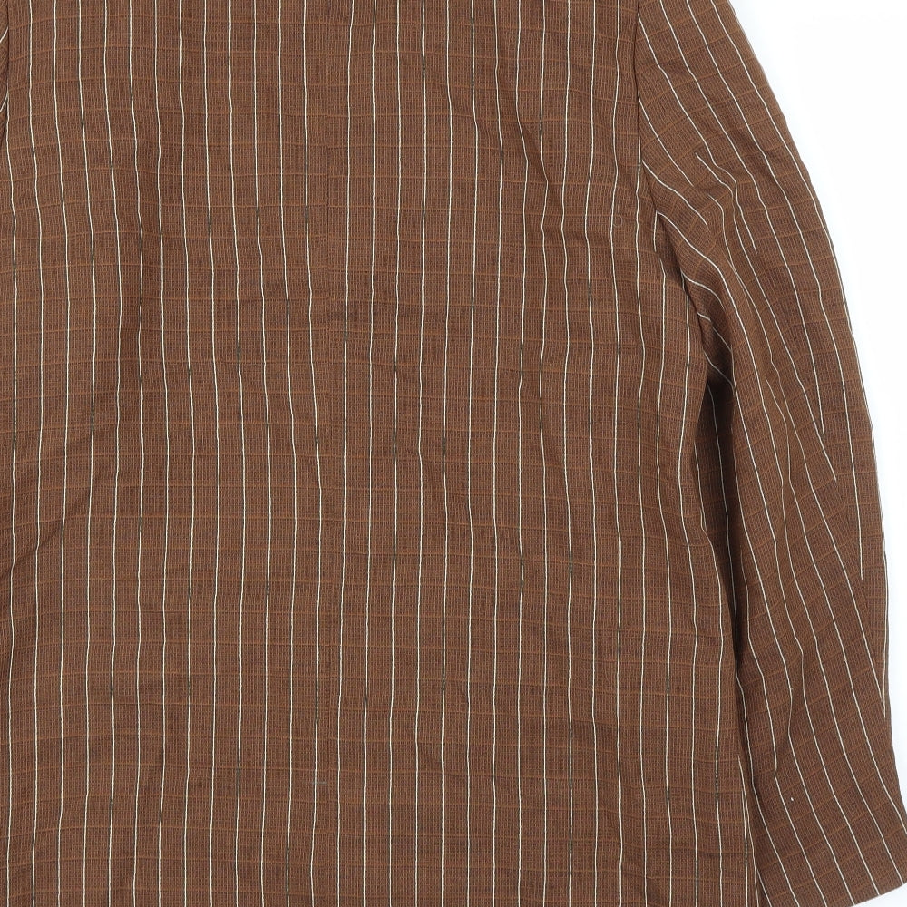 Chose Womens Brown Striped  Jacket Suit Jacket Size 14