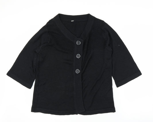 Front view of Estelle women’s black cardigan jumper, size XL