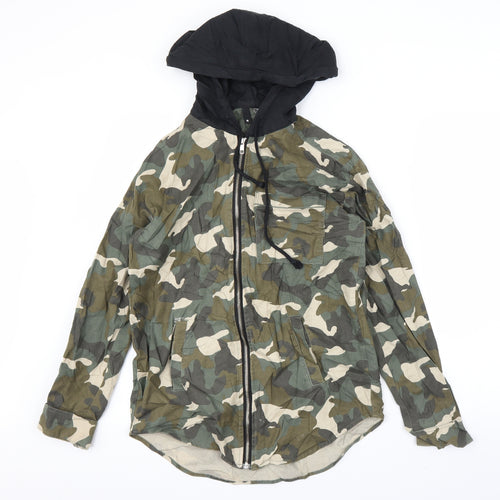 H&M Womens Green Camouflage  Full Zip Hoodie Size 6