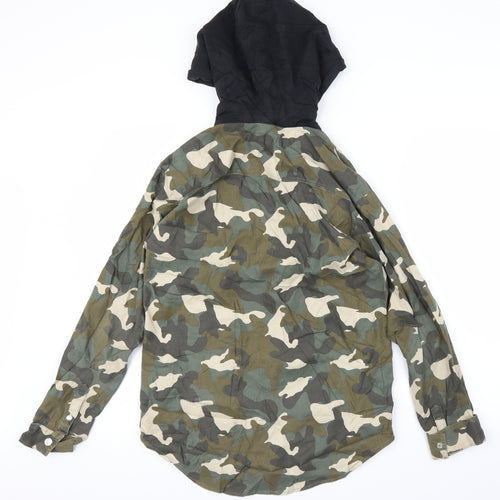 H&M Womens Green Camouflage  Full Zip Hoodie Size 6