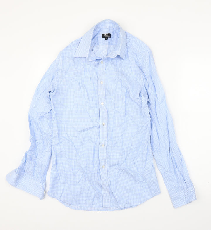 G2000 Mens Blue Check Button-Up Size 15