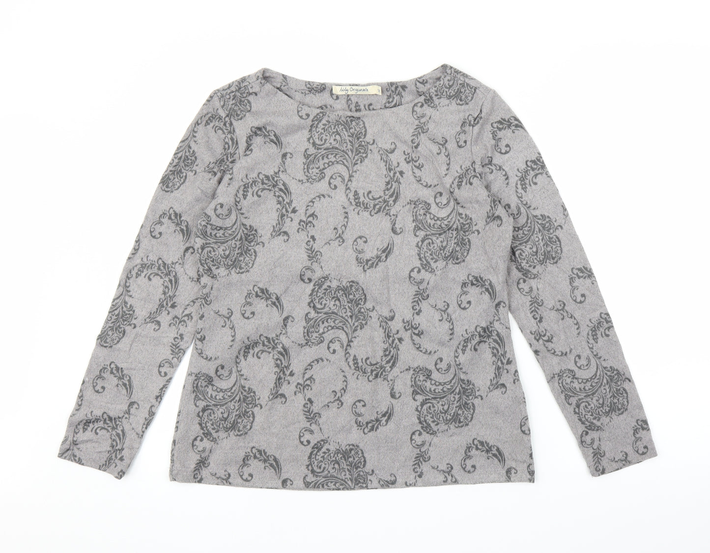 Lily Originals Womens Grey Paisley  Pullover Jumper Size 12