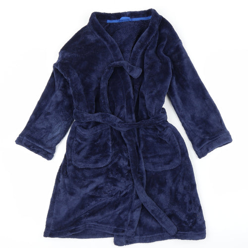 M&S Boys Blue Solid   Robe Size 7 Years