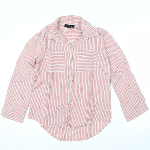 Primark Womens Pink Striped  Basic Button-Up Size 10