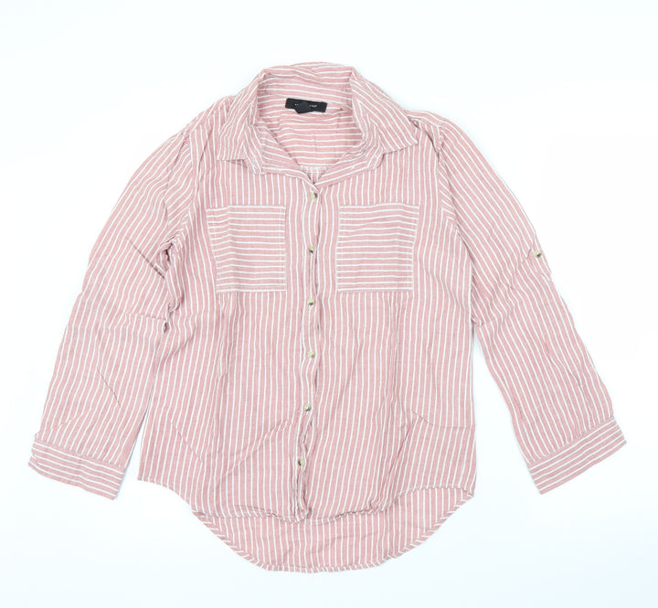 Primark Womens Pink Striped Basic Button-Up Size 10