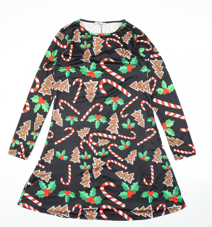 Fashion Womens Black A-Line Size L - Christmas