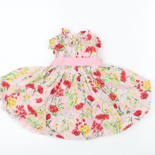 Preworn Girls Pink Floral  A-Line  Size 3-6 Months