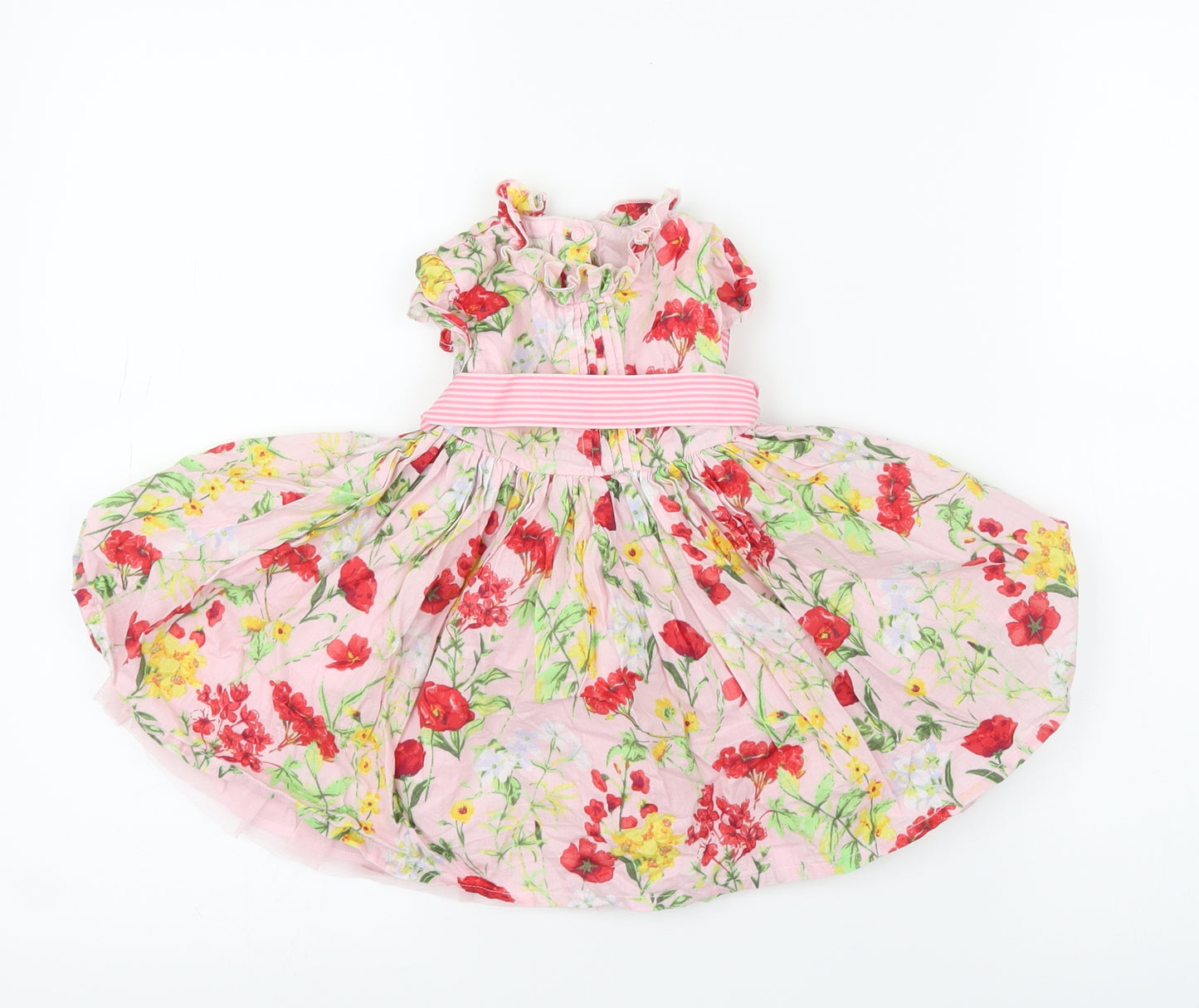Preworn Girls Pink Floral  A-Line  Size 3-6 Months