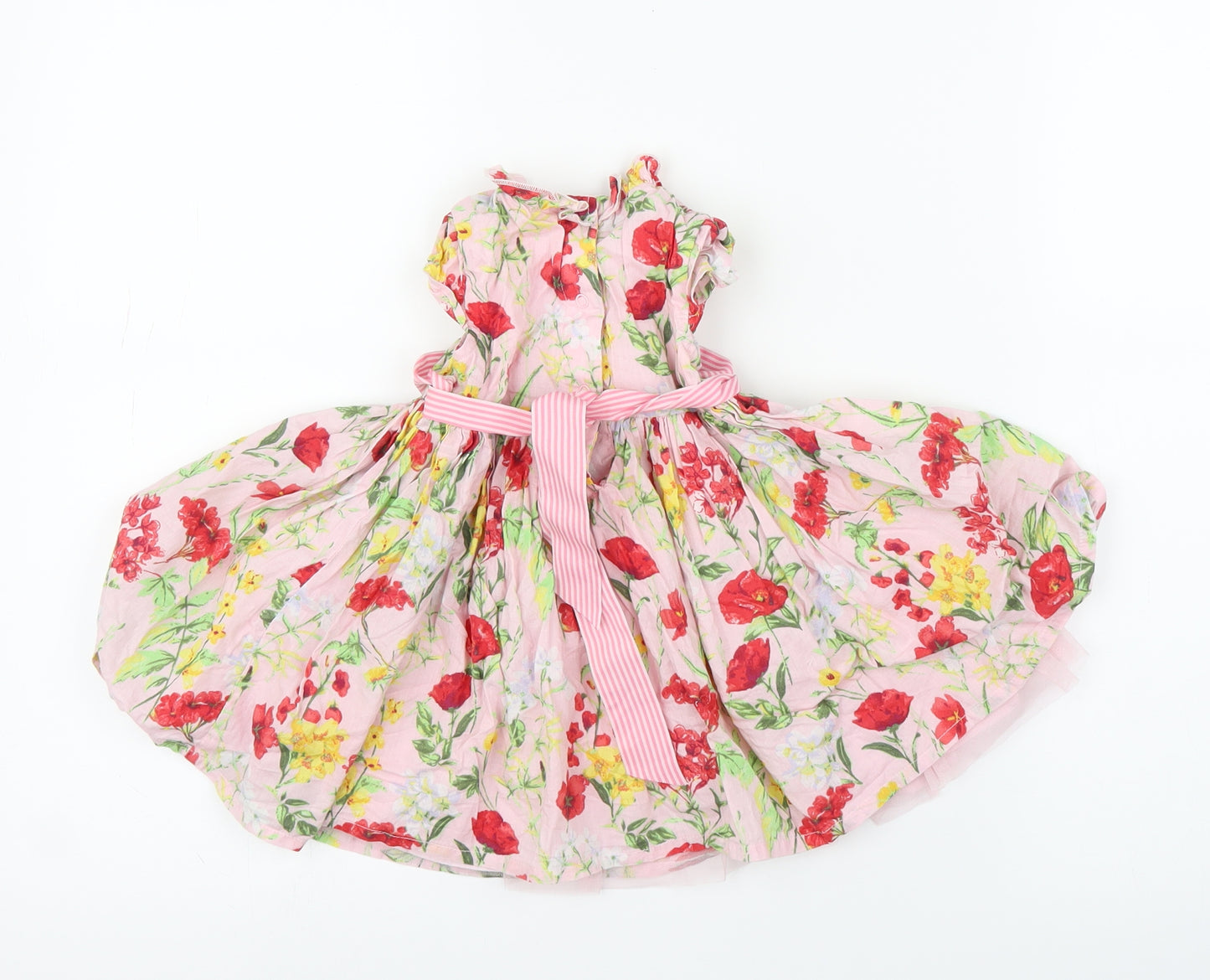 Preworn Girls Pink Floral  A-Line  Size 3-6 Months
