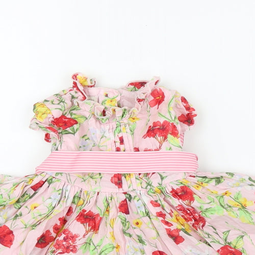 Preworn Girls Pink Floral  A-Line  Size 3-6 Months