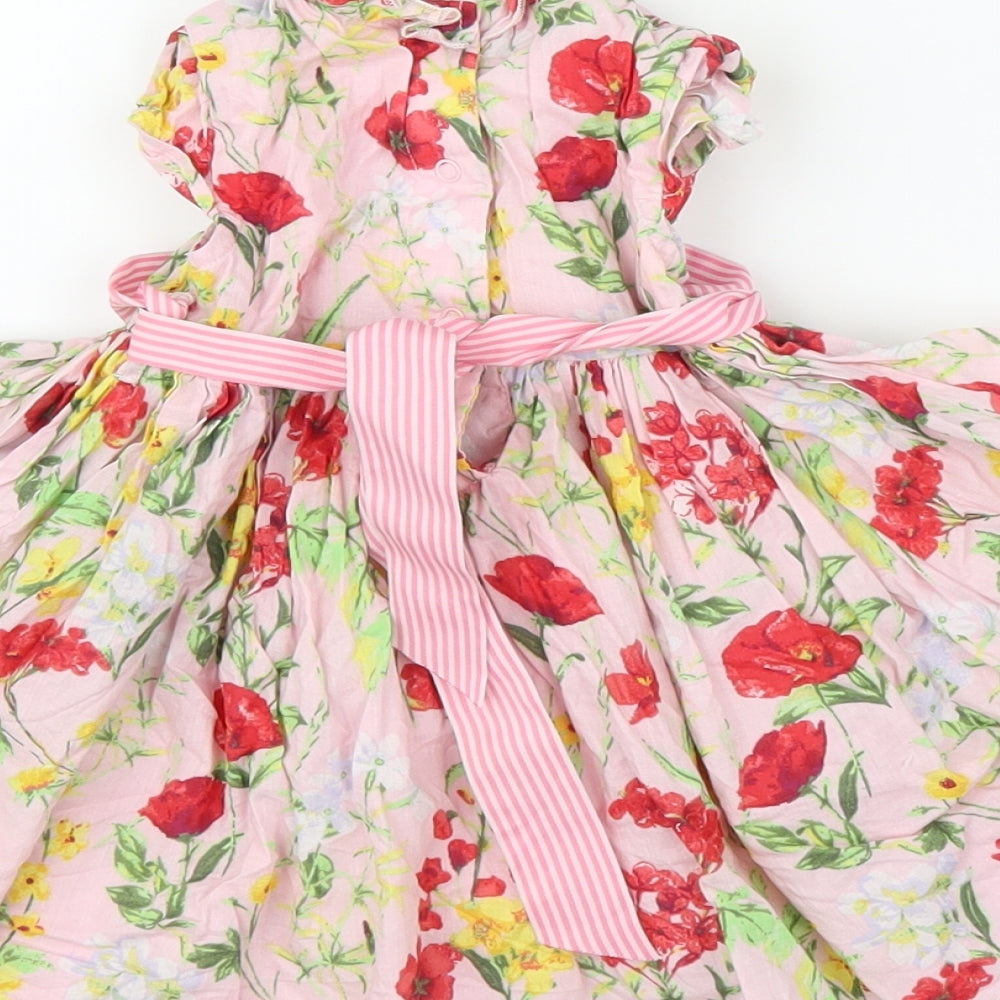 Preworn Girls Pink Floral  A-Line  Size 3-6 Months