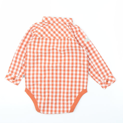 M&S Boys Orange Check  Babygrow One-Piece Size 18-24 Months