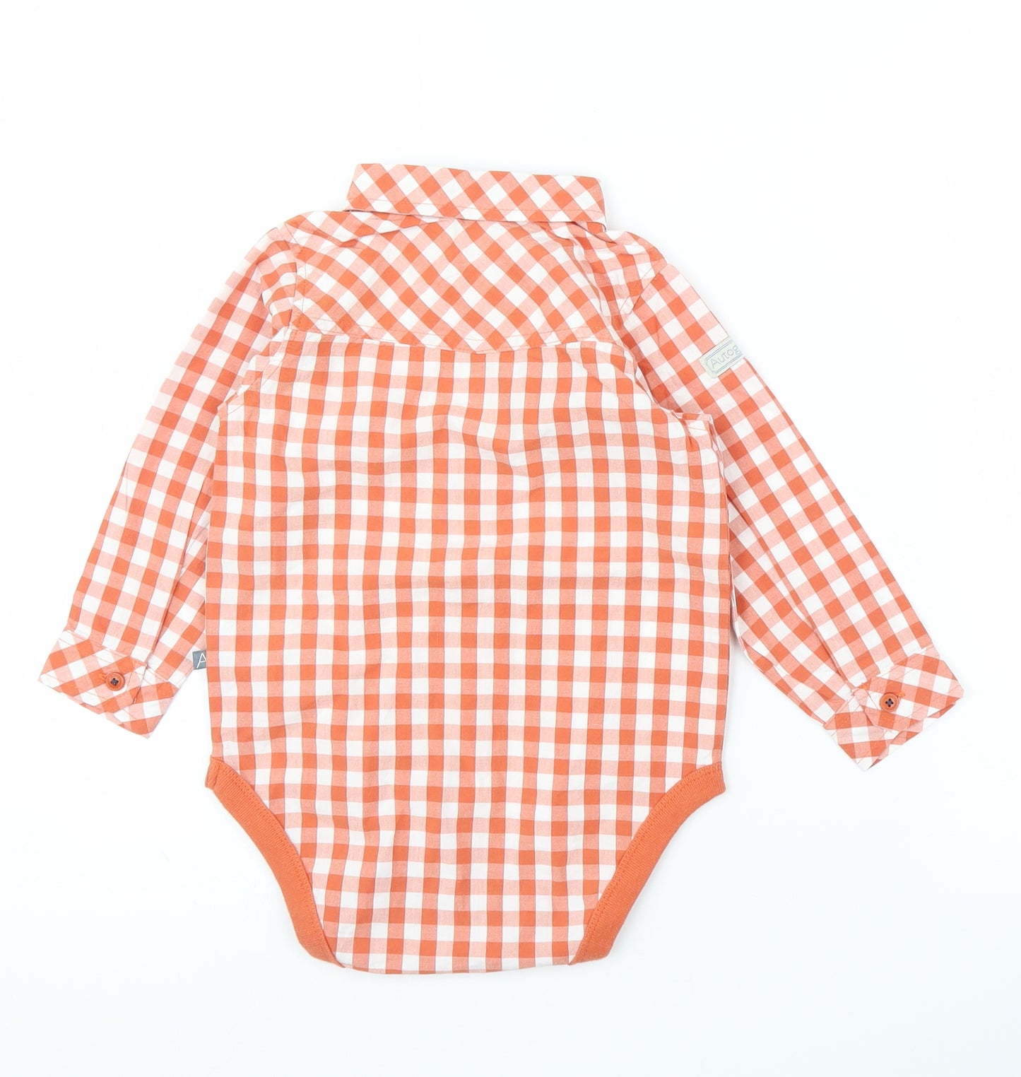 M&S Boys Orange Check  Babygrow One-Piece Size 18-24 Months