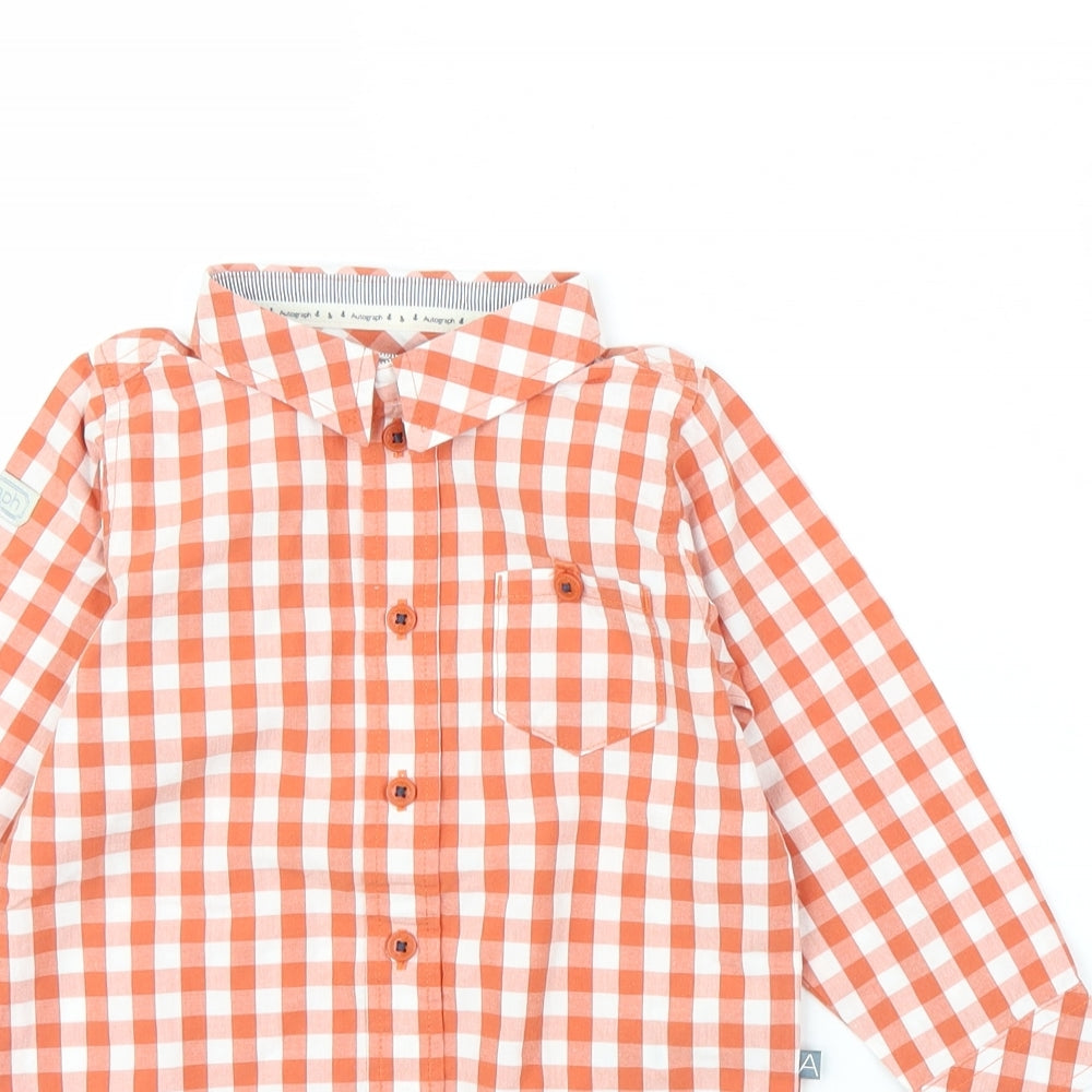 M&S Boys Orange Check  Babygrow One-Piece Size 18-24 Months