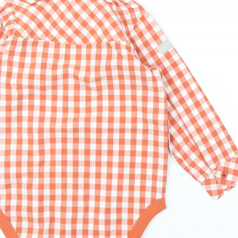 M&S Boys Orange Check  Babygrow One-Piece Size 18-24 Months