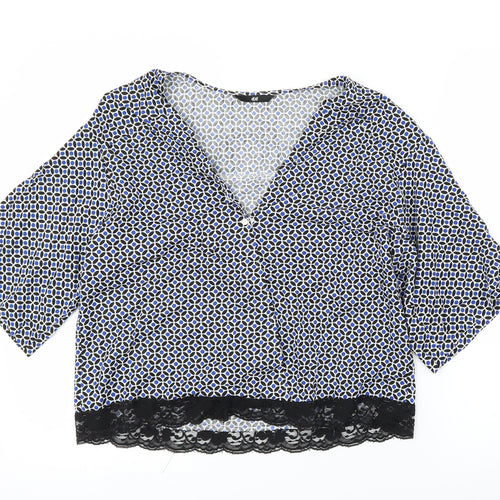 H&M Womens Blue Floral  Basic Blouse Size M