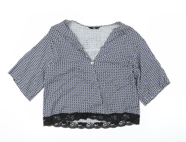 H&M Womens Blue Floral  Basic Blouse Size M