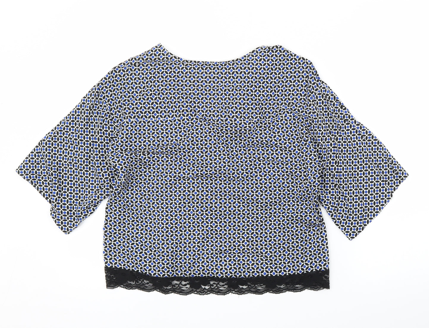 H&M Womens Blue Floral  Basic Blouse Size M