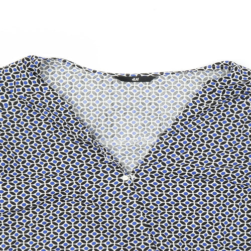 H&M Womens Blue Floral  Basic Blouse Size M