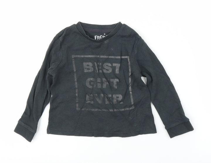 Fred & Flo Boys Grey   Basic T-Shirt Size 12-18 Months