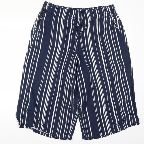 Yours Womens Blue Striped  Cropped Trousers Size 20