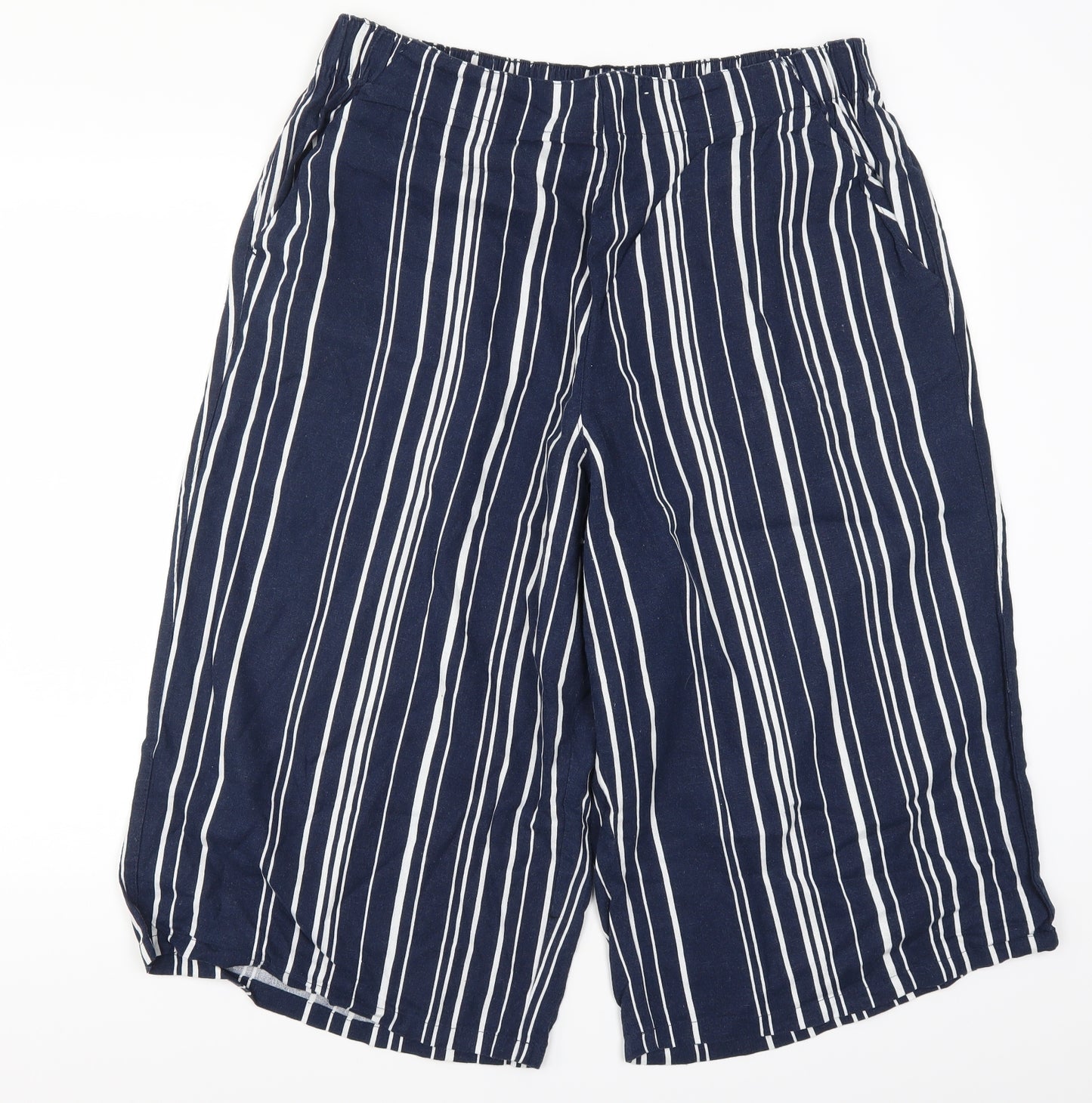Yours Womens Blue Striped  Cropped Trousers Size 20
