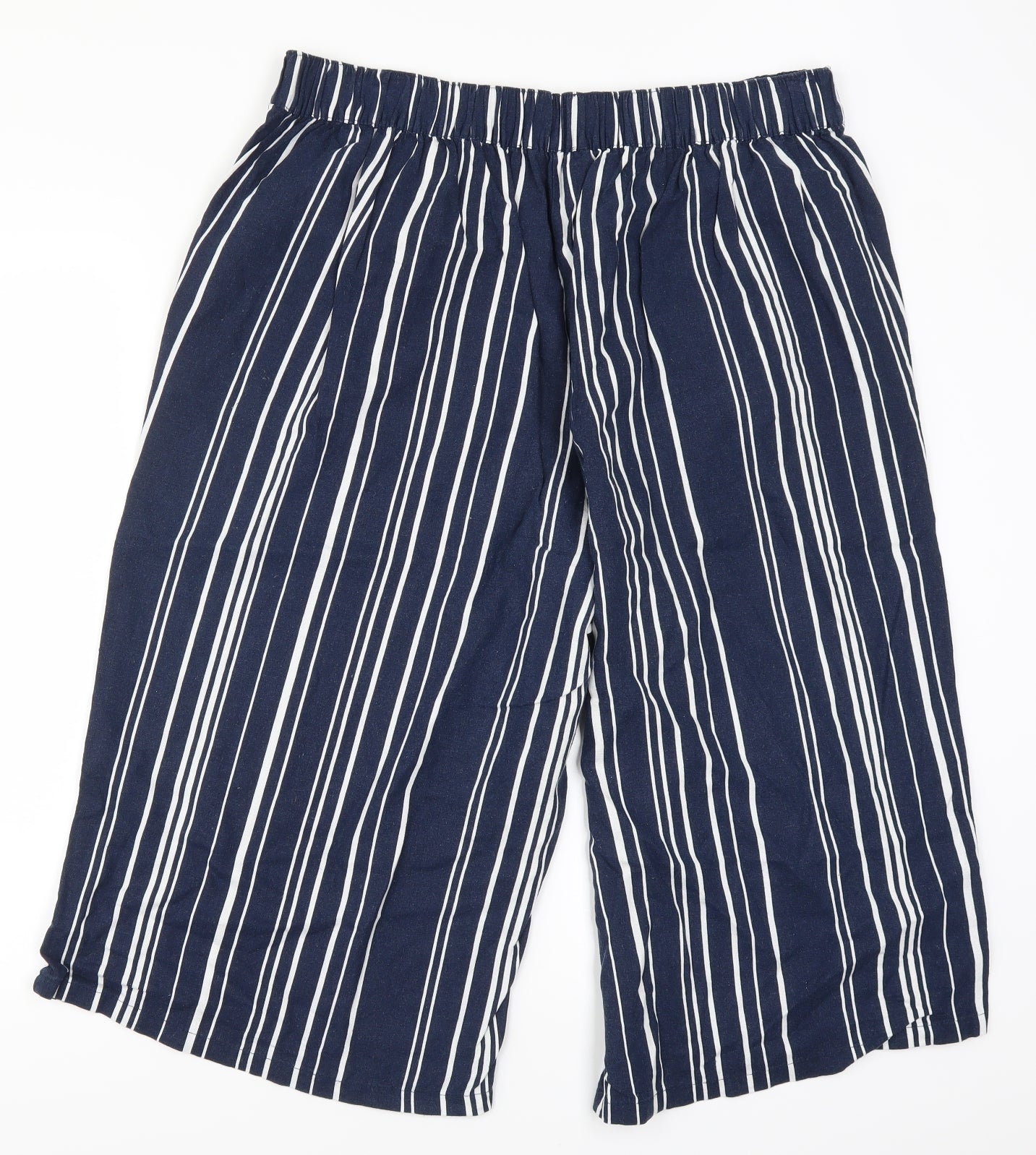 Yours Womens Blue Striped  Cropped Trousers Size 20