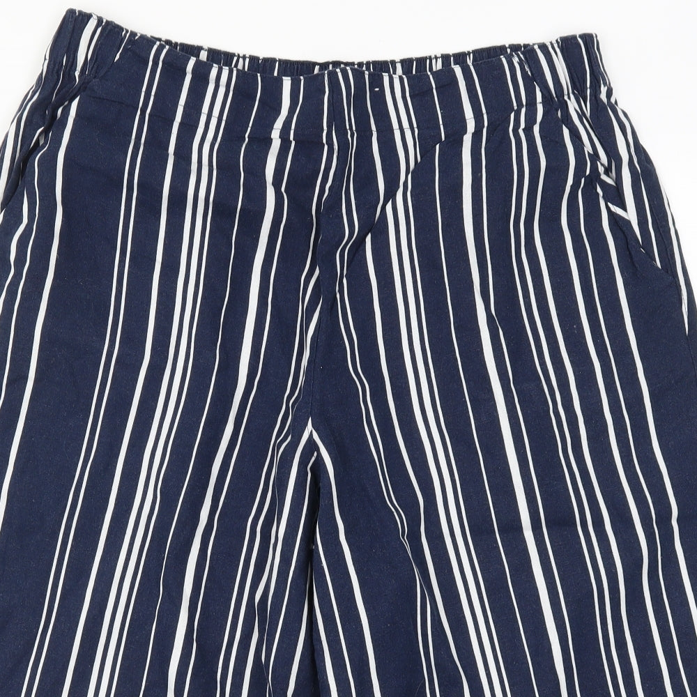Yours Womens Blue Striped  Cropped Trousers Size 20