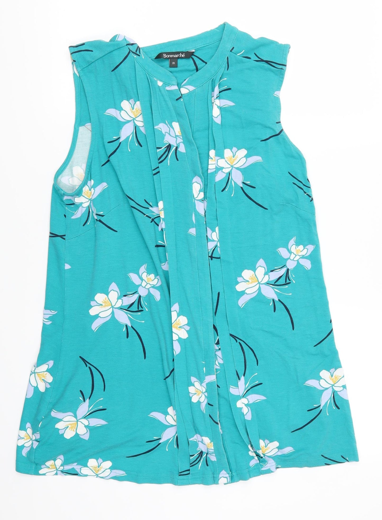 Bonmarché Womens Blue Floral  Basic Button-Up Size 20