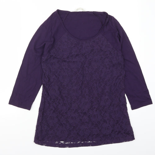 BHS Womens Purple  Lace Basic T-Shirt Size 10