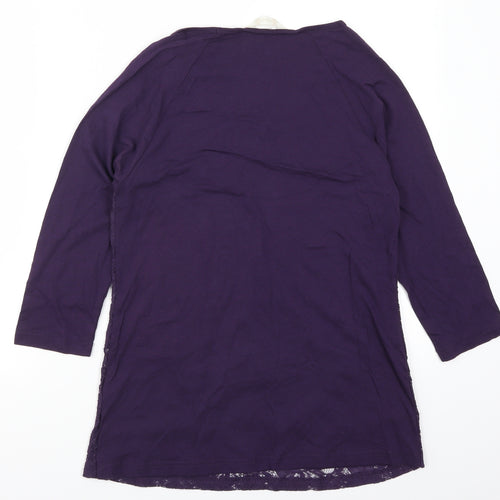 BHS Womens Purple  Lace Basic T-Shirt Size 10