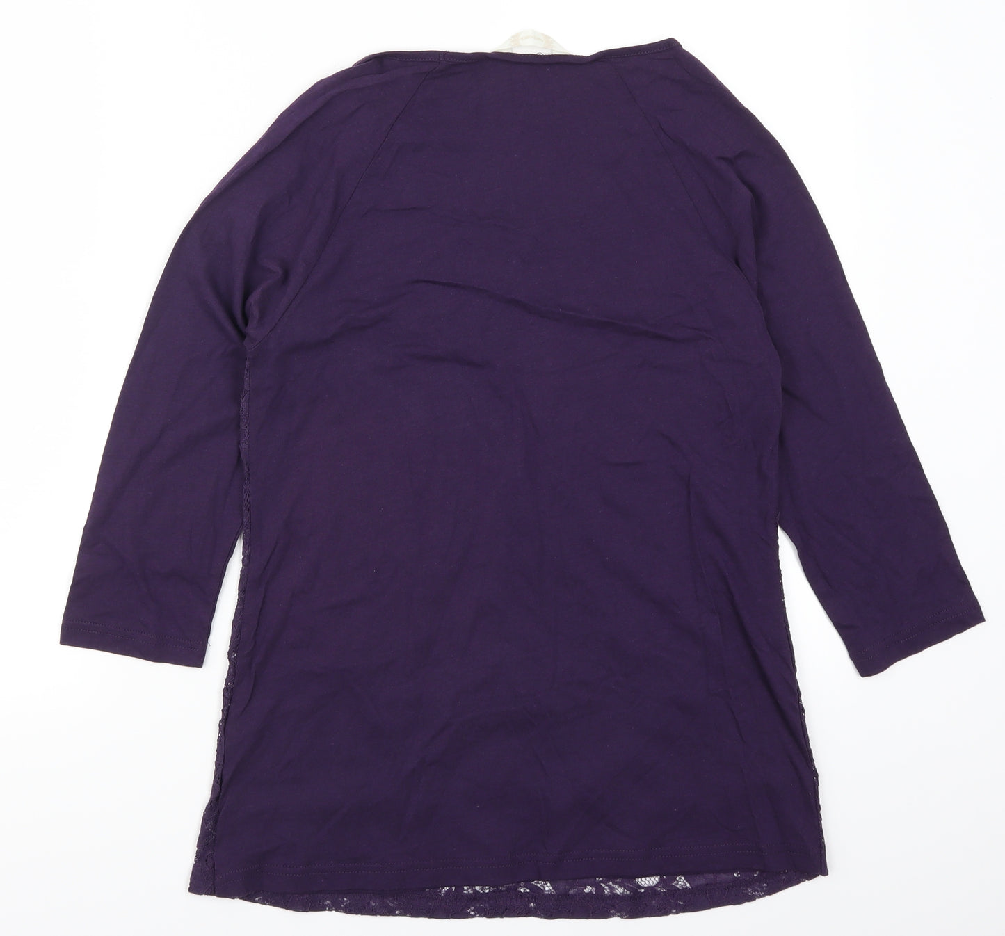 BHS Womens Purple  Lace Basic T-Shirt Size 10