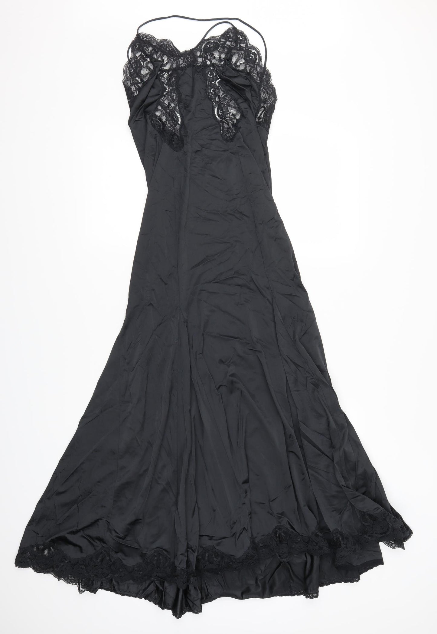 Charnos Womens Black Solid Lace Babydoll Dress Size 12
