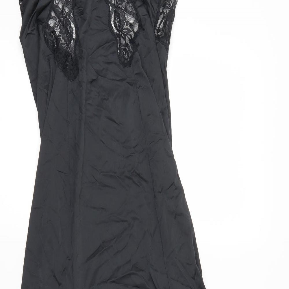 Charnos Womens Black Solid Lace Babydoll Dress Size 12