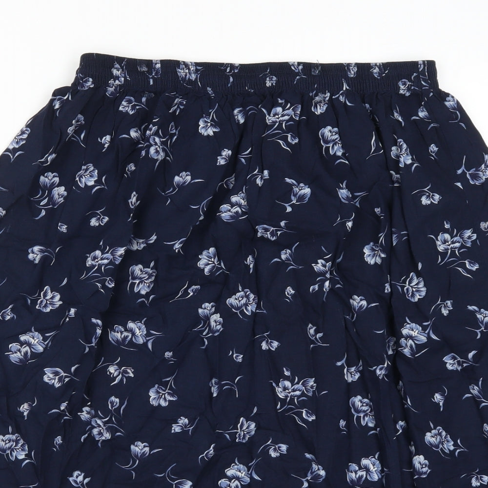 Design Essentials Womens Blue Floral  A-Line Skirt Size 16