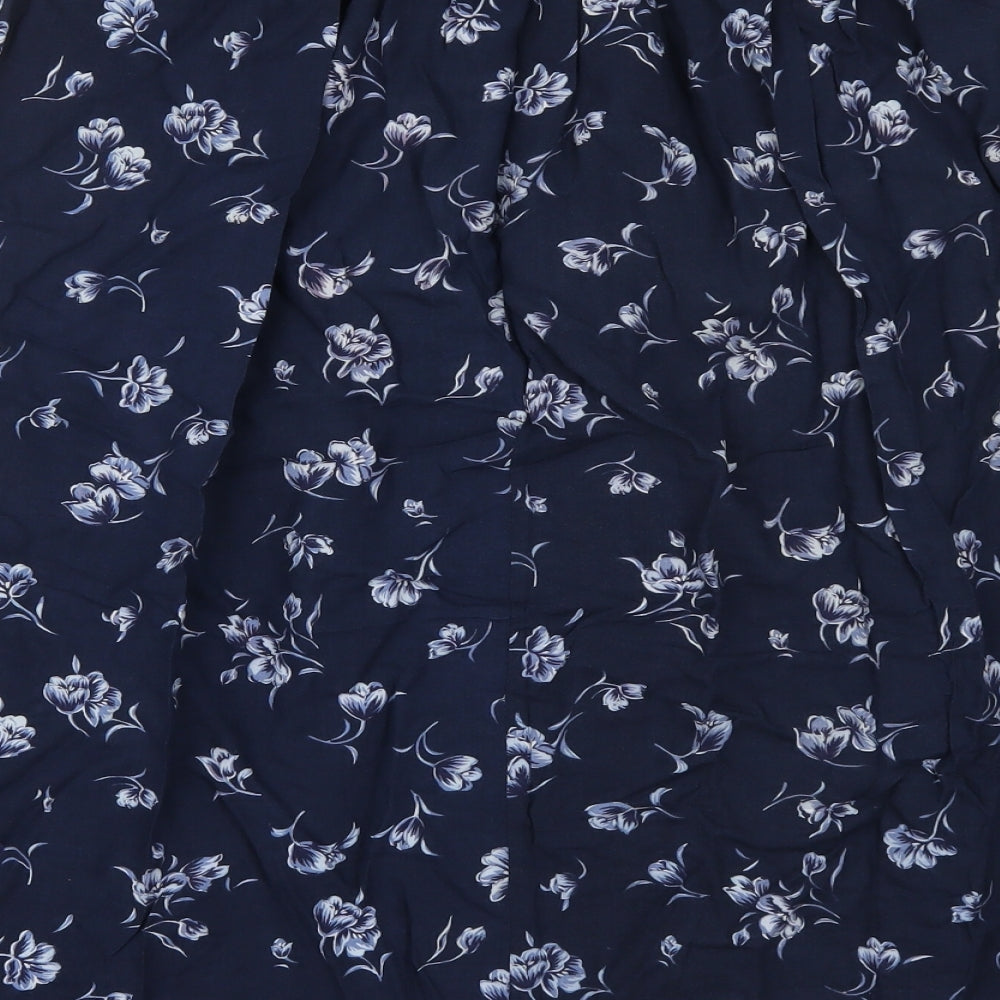 Design Essentials Womens Blue Floral  A-Line Skirt Size 16