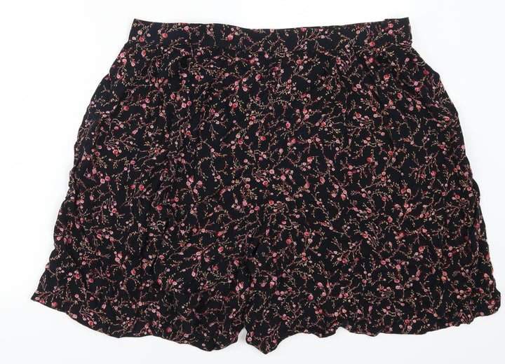 Preworn Womens Black Floral Mom Shorts Size 36 in - Pink Flowers