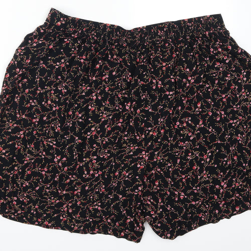 Preworn Womens Black Floral  Mom Shorts Size 36 in - Pink Flowers
