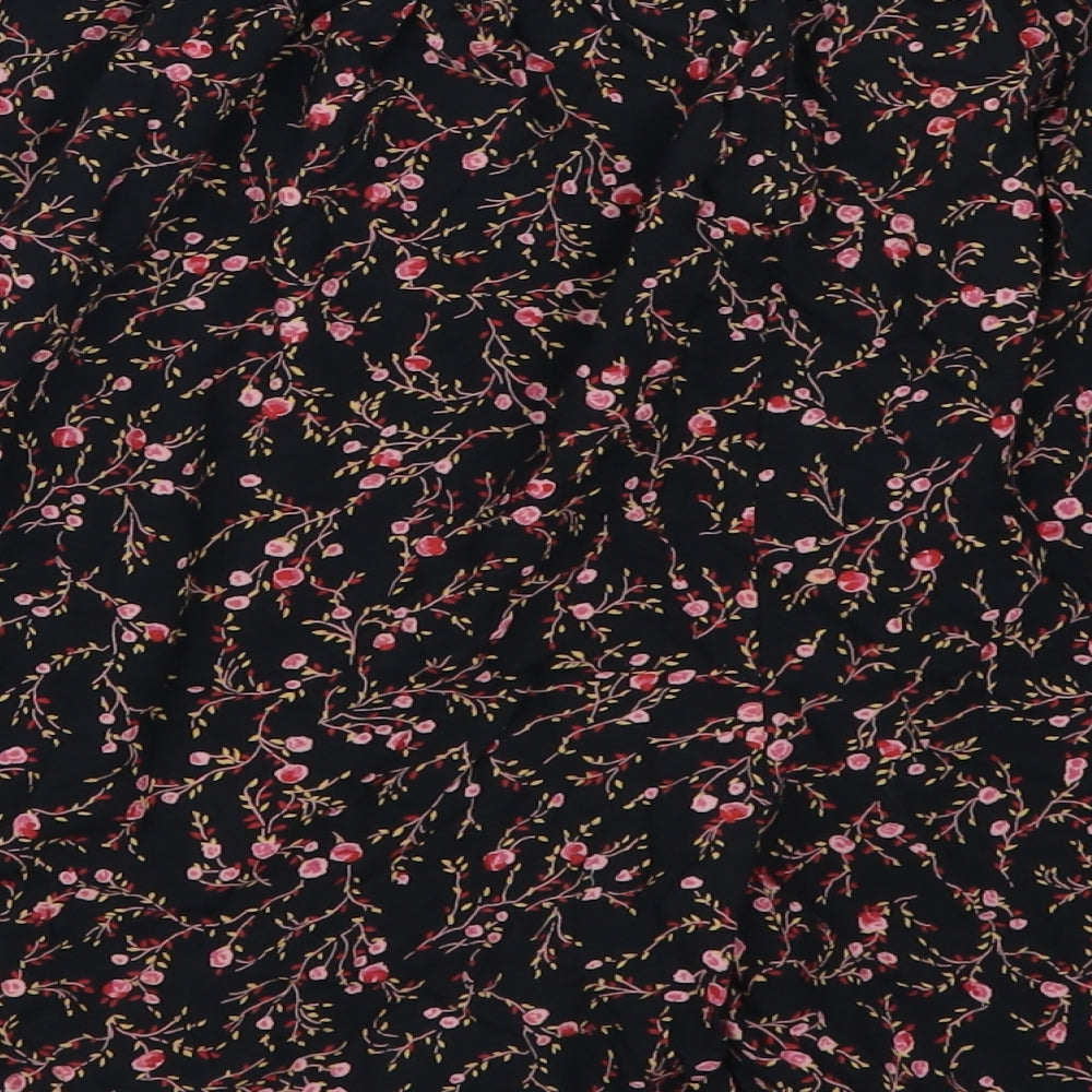 Preworn Womens Black Floral  Mom Shorts Size 36 in - Pink Flowers
