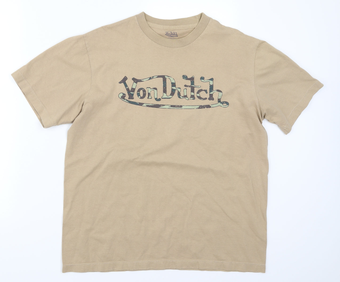 Von Dutch Mens Beige    T-Shirt Size L