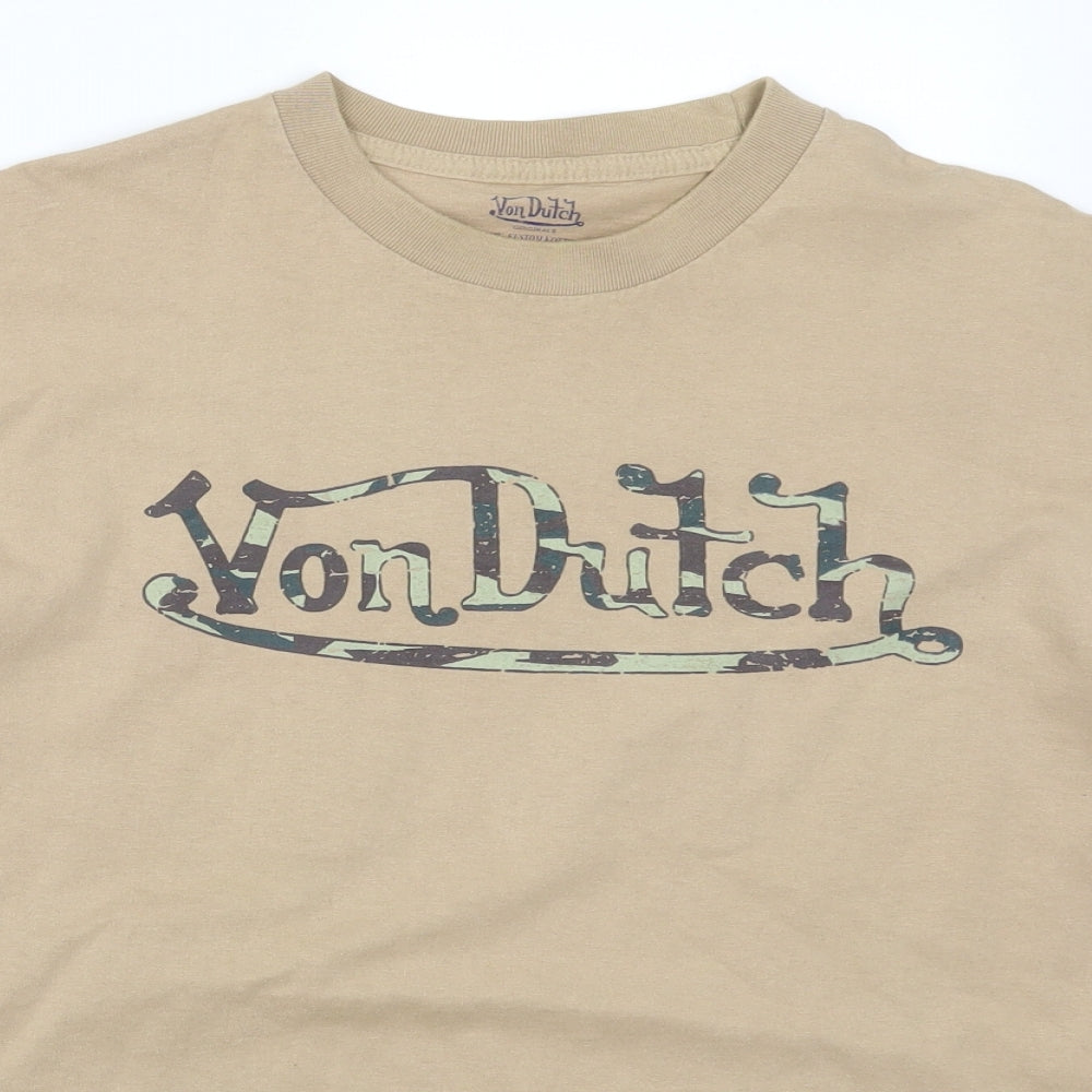 Von Dutch Mens Beige    T-Shirt Size L