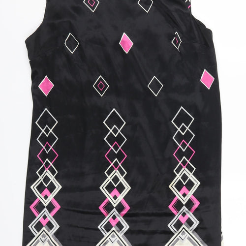 Marina Kaneva Womens Black Geometric  Tank Dress  Size 14  - Pink