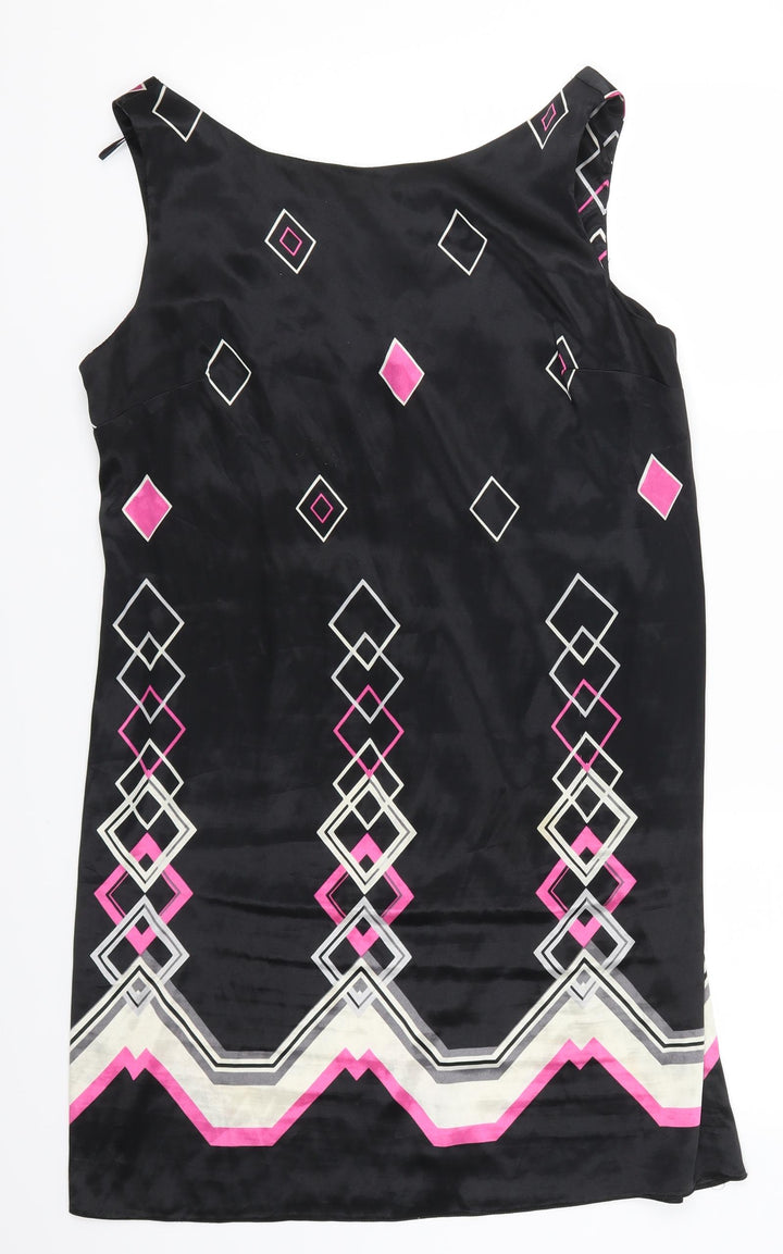 Marina Kaneva Womens Black Geometric  Tank Dress  Size 14  - Pink