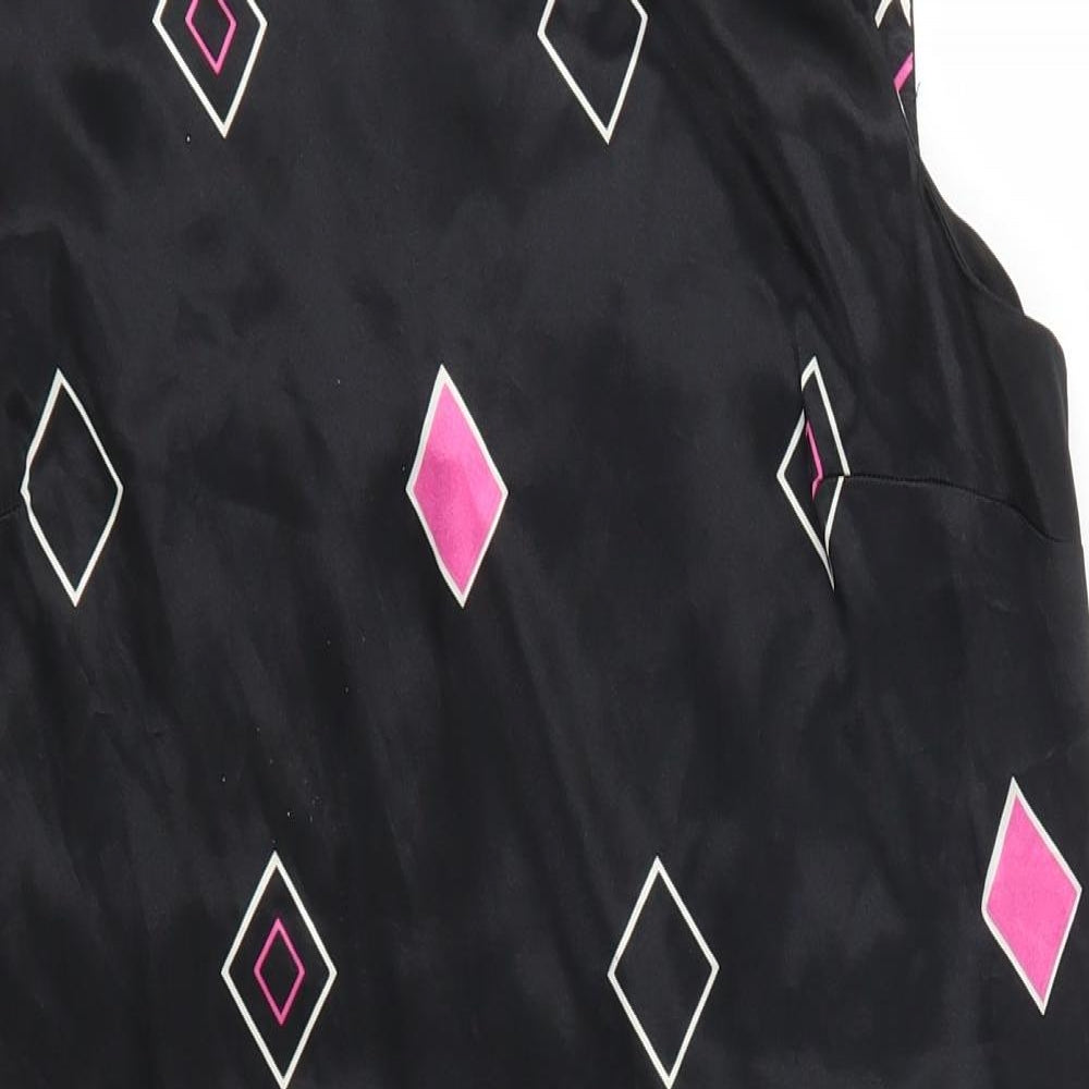 Marina Kaneva Womens Black Geometric  Tank Dress  Size 14  - Pink