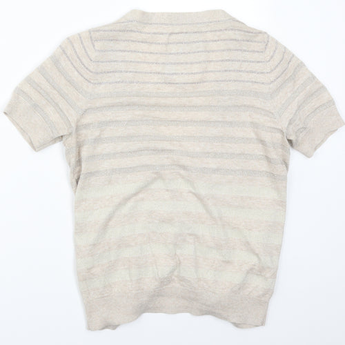 Debenhams Womens Beige Striped  Cardigan Jumper Size 14