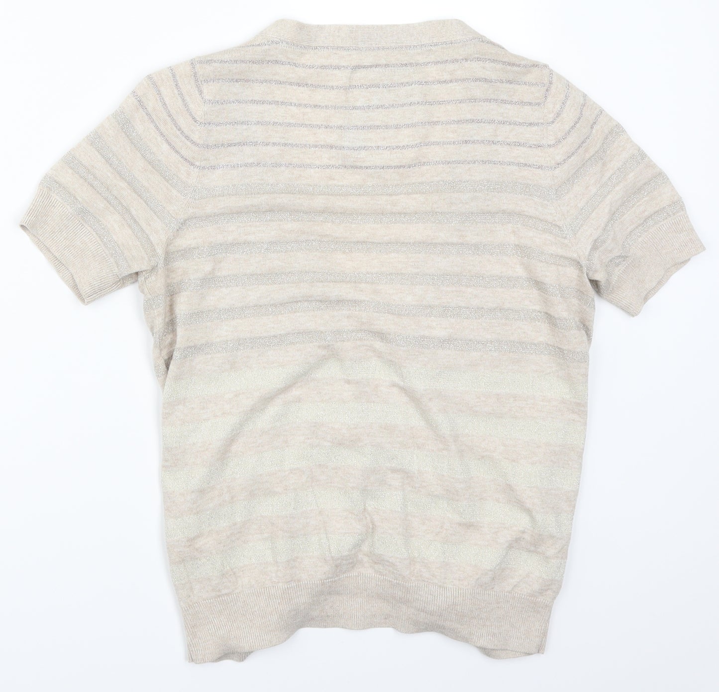 Debenhams Womens Beige Striped  Cardigan Jumper Size 14