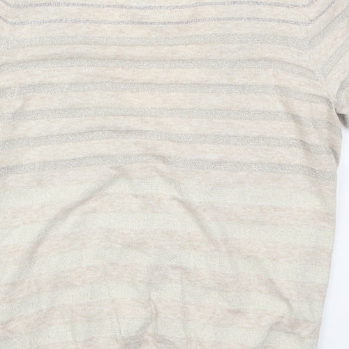 Debenhams Womens Beige Striped  Cardigan Jumper Size 14