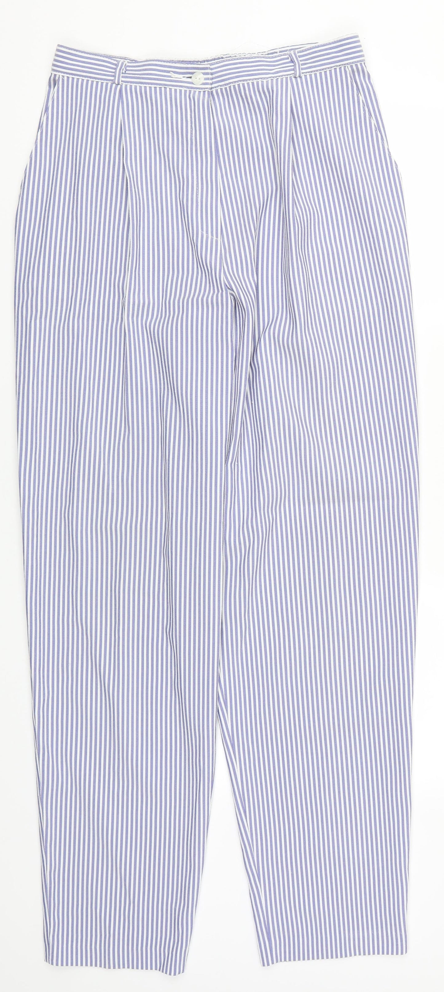 Marks and Spencer Womens Blue Striped  Trousers  Size 14 L30 in