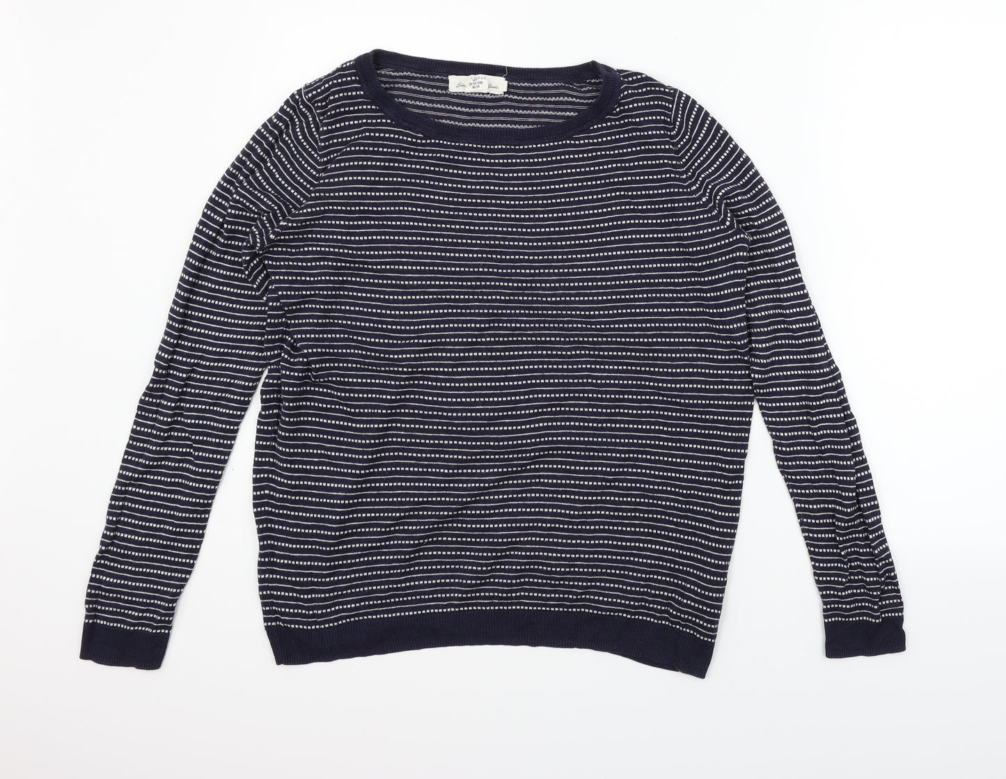 LOGG Womens Blue Striped  Pullover Jumper Size S