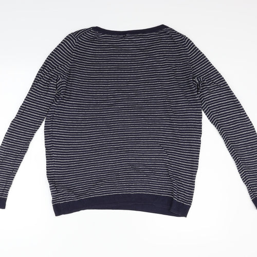 LOGG Womens Blue Striped  Pullover Jumper Size S